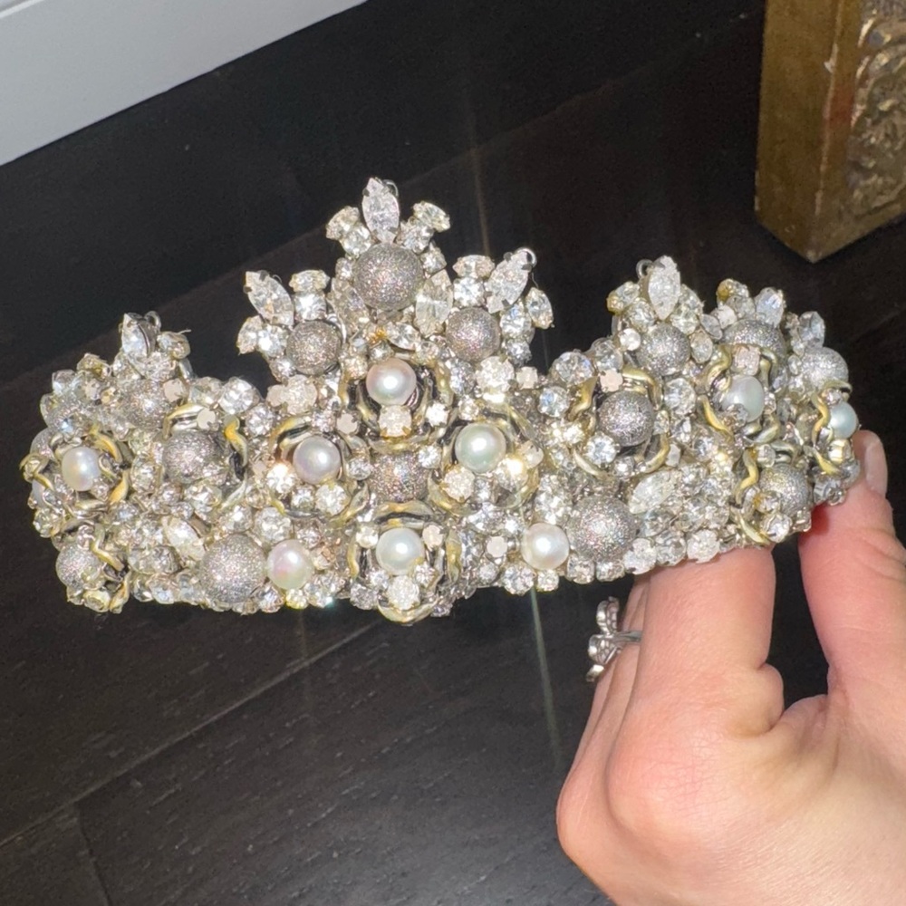 Panache Bridal Elegant Gold and Silver Crystal Tiara